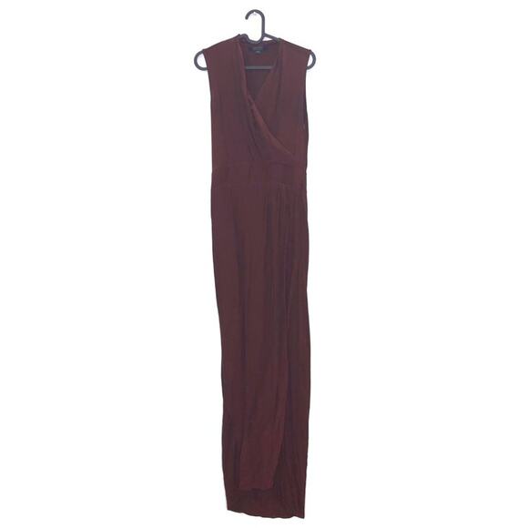 AllSaints Lani Dress Rust Maroon Maxi Faux Wrap 6 - Picture 2 of 15